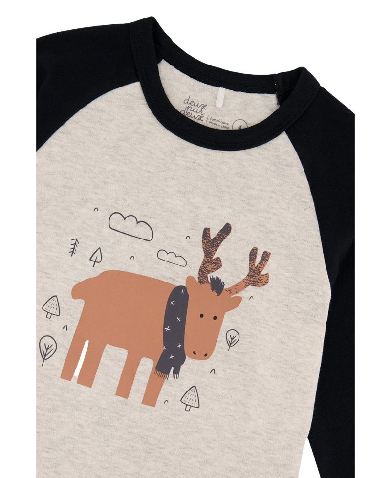 Little and Big Boy 6-12 Cotton Two Piece Pajama Set Elk Print
