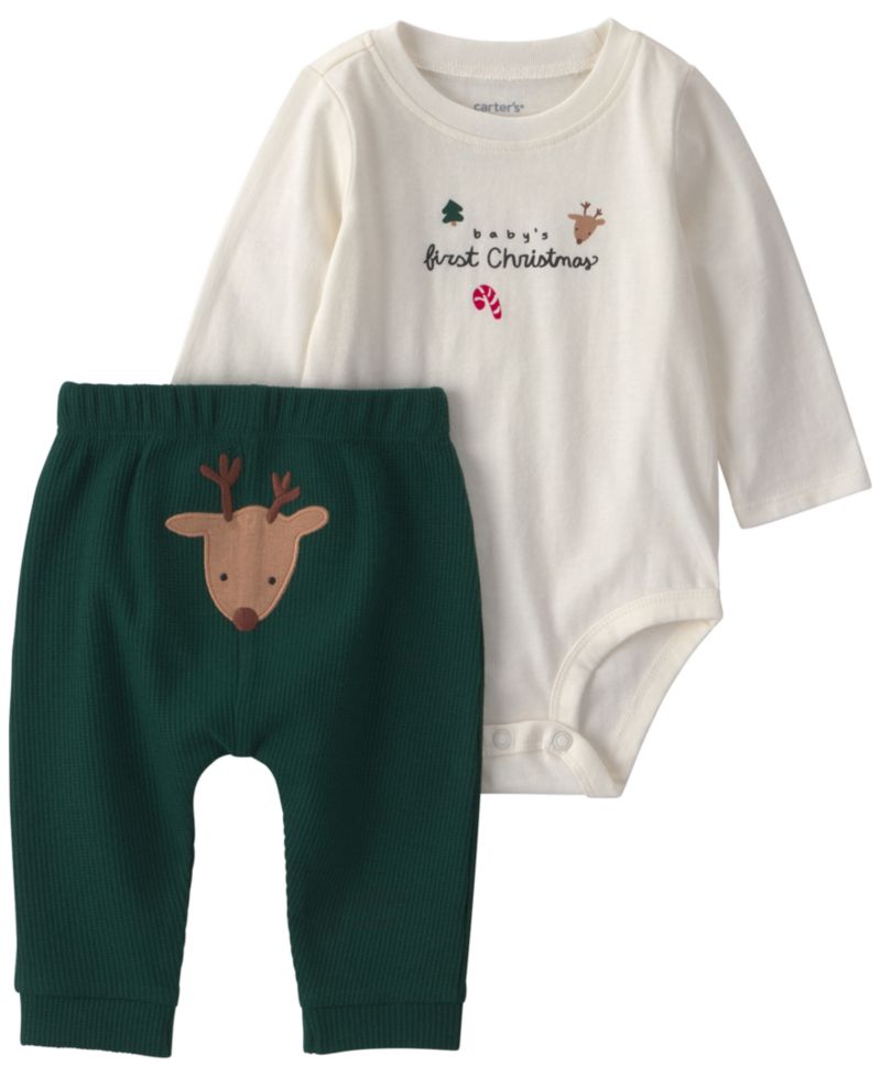 Baby Boys' or Baby Girls' Baby's First Christmas Graphic Bodysuit and Pants, 2-Piece Set