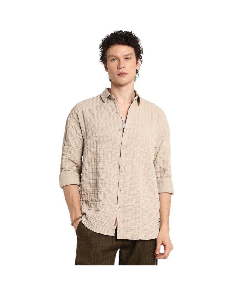 Men's Saltbox Beige Dimentional-Textured Shirt
