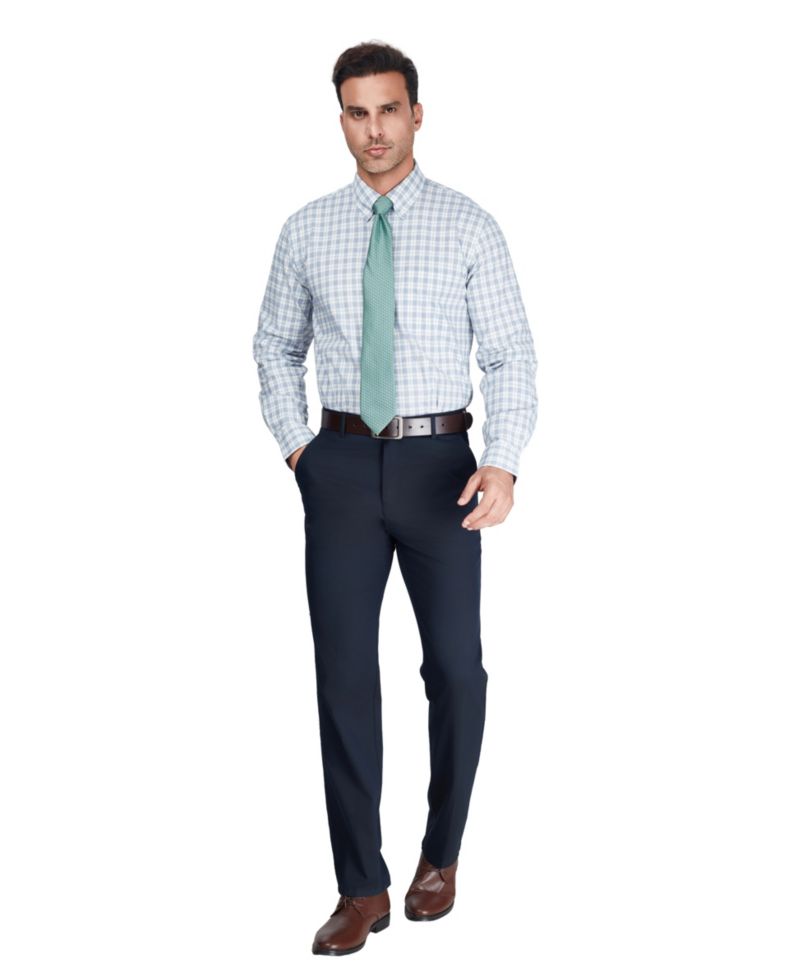 Men's Regular-Fit Plaid Pattern Dress Shirt