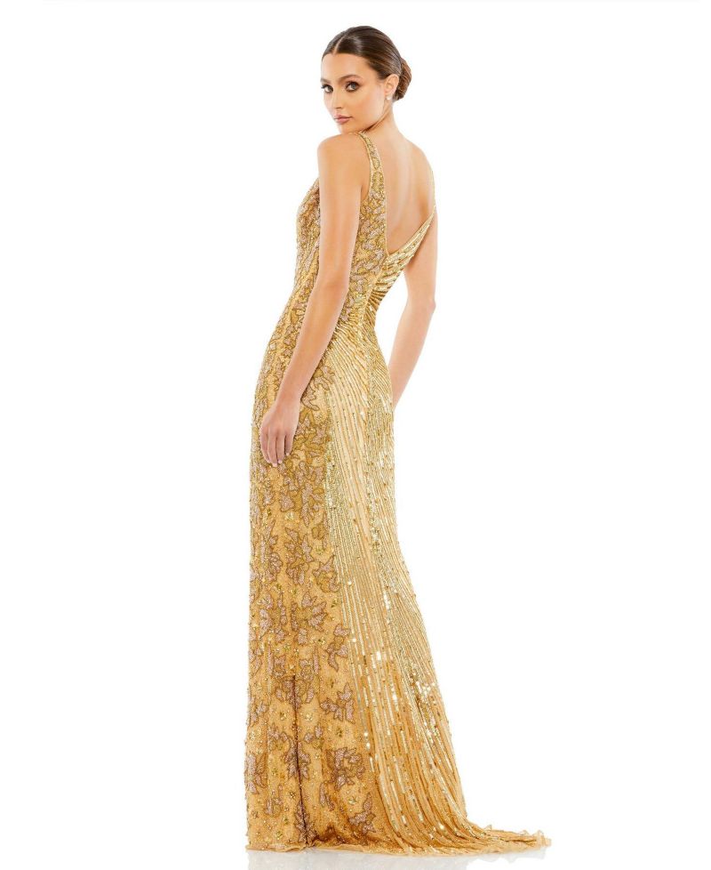 Women's Beaded Floral Sleeveless Gown