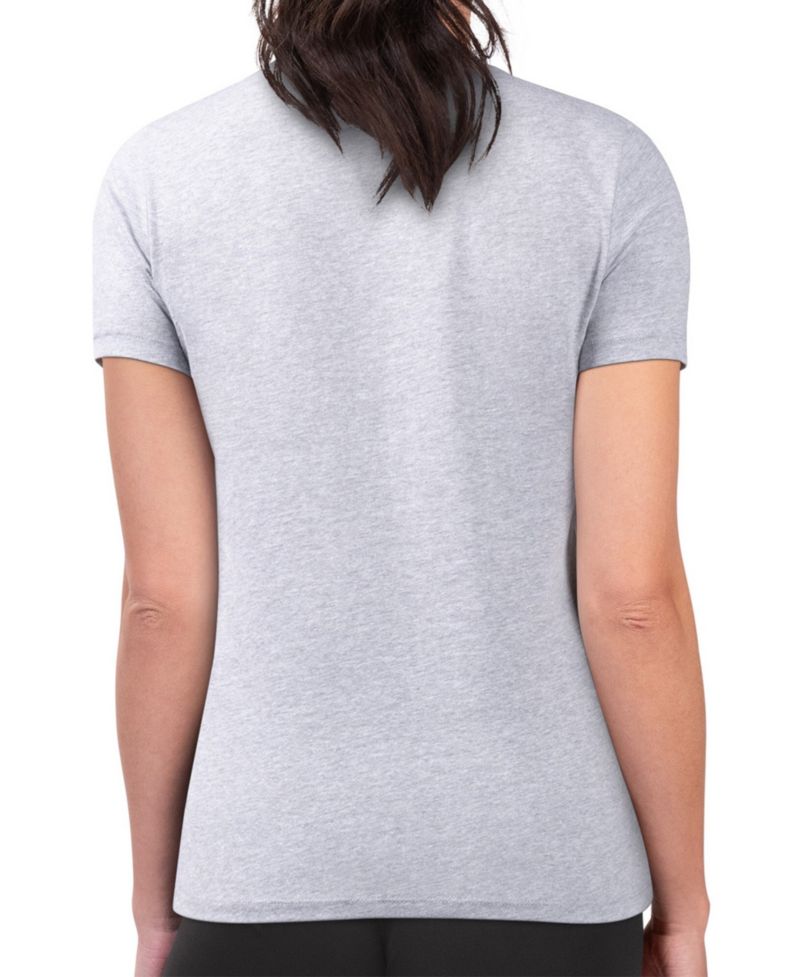 Women's Heather Gray New York Yankees Super-Slim Fit Lightweight Shadow Logo Graphic T-Shirt