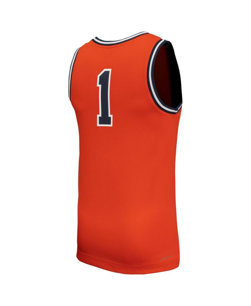 Men's 1 Orange Virginia Cavaliers Throwback Replica Basketball Jersey