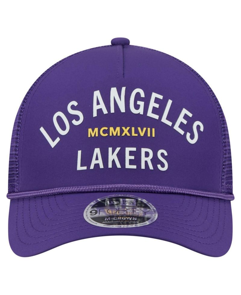 Men's Purple Los Angeles Lakers Minimalist A-Frame 9FORTY Trucker Hat