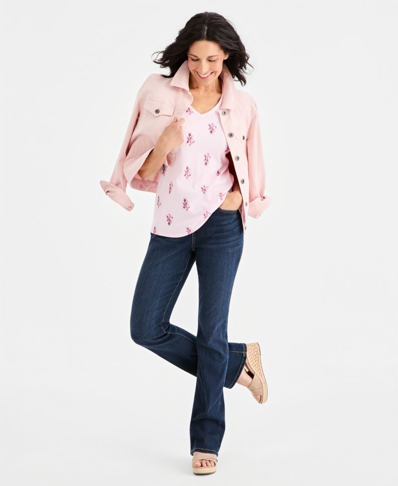 Petite V-Neck Floral T-Shirt