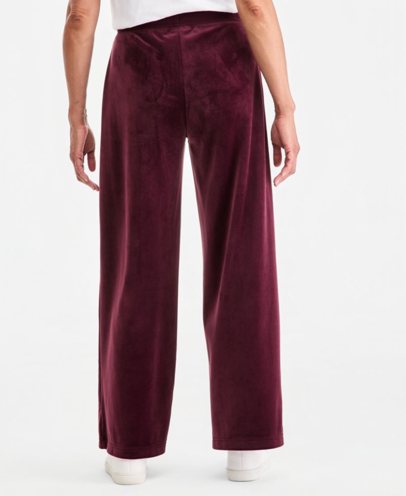 Petite Pull-On Wide-Leg Velour Lounge Pants