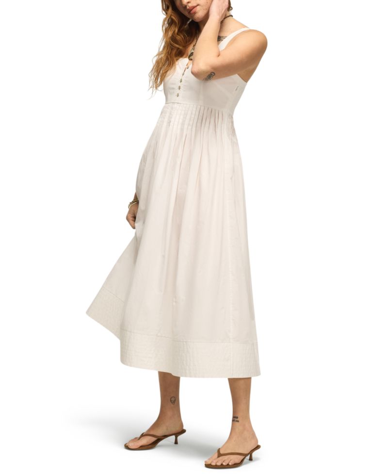 Women's Poplin Pintuck Square Neck Maxi Dress