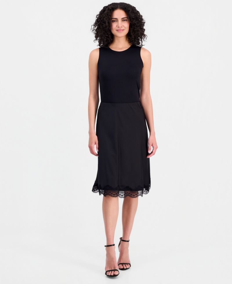 Women's Satin Lace-Trim A-Line Skirt