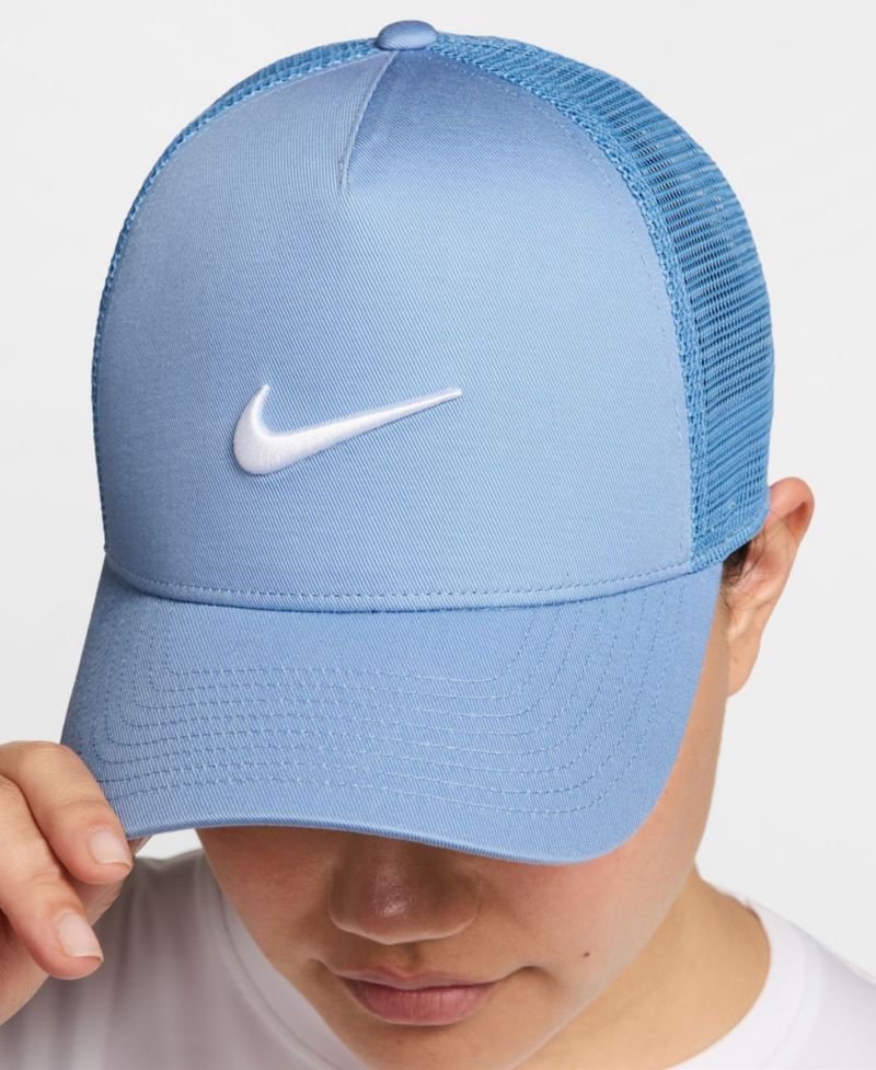 Men's and Women's Light Blue Swoosh Rise Trucker Adjustable Hat