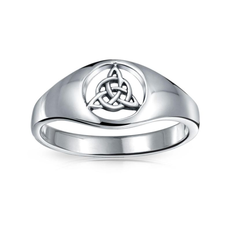 Unisex Viking Celtic Infinity Trinity Knot Triquetra Signet Ring .925 Sterling Silver