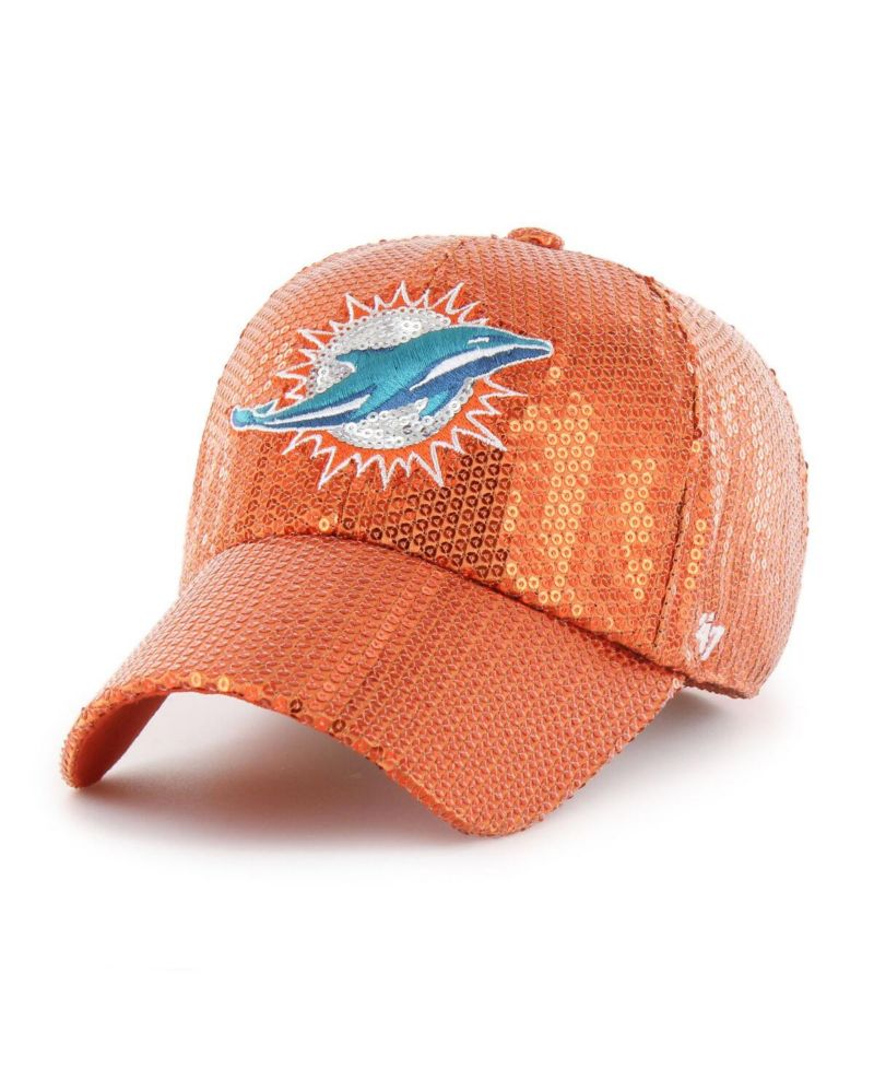 Women's Orange Miami Dolphins Dazzle Clean Up Adjustable Hat