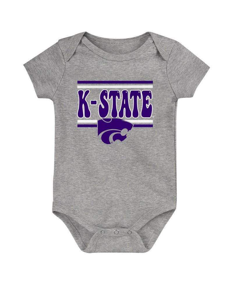 Newborn 3-Pack Purple Kansas State Wildcats Sunday Comics Bodysuit Set