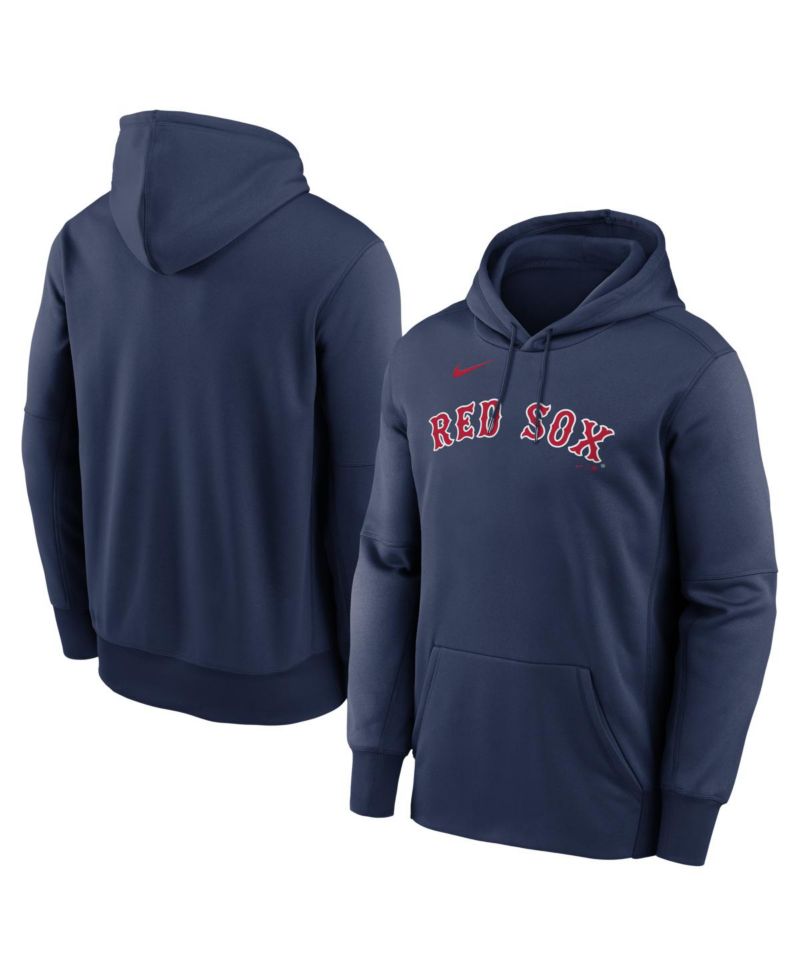 Men's Navy Boston Red Sox Primary Wordmark Therma Hoodie