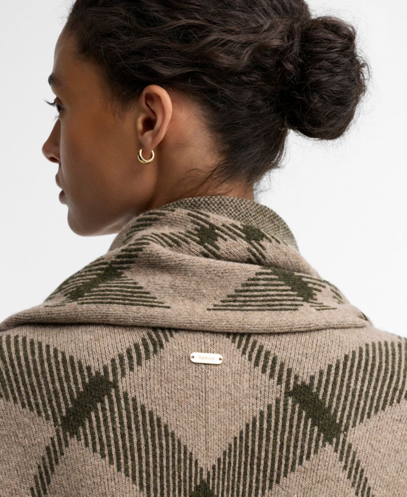 Women's Vienna Tartan Knitted V-Neck Wool-Blend Cape Coat