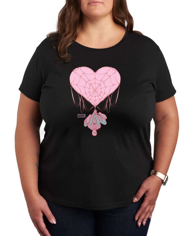 Women's Marvel Spider-Man Heart Web Short-Sleeve Graphic T-Shirt