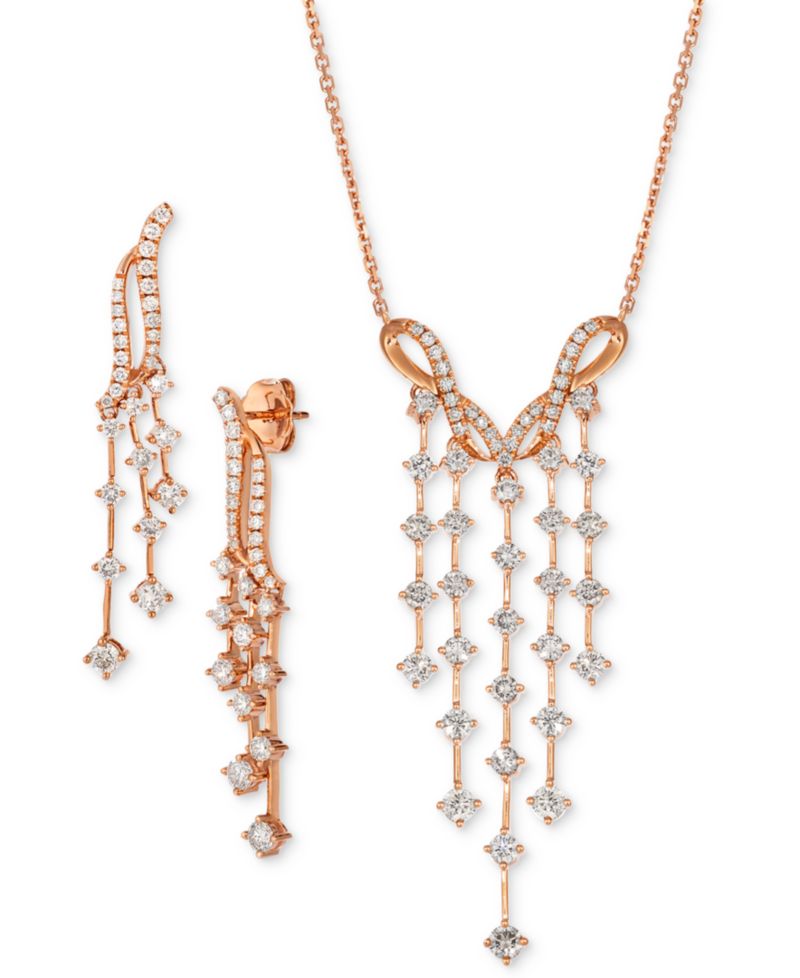 Nude Diamond Dangling Drop Earrings (1 ct. t.w.) in 14k Rose Gold