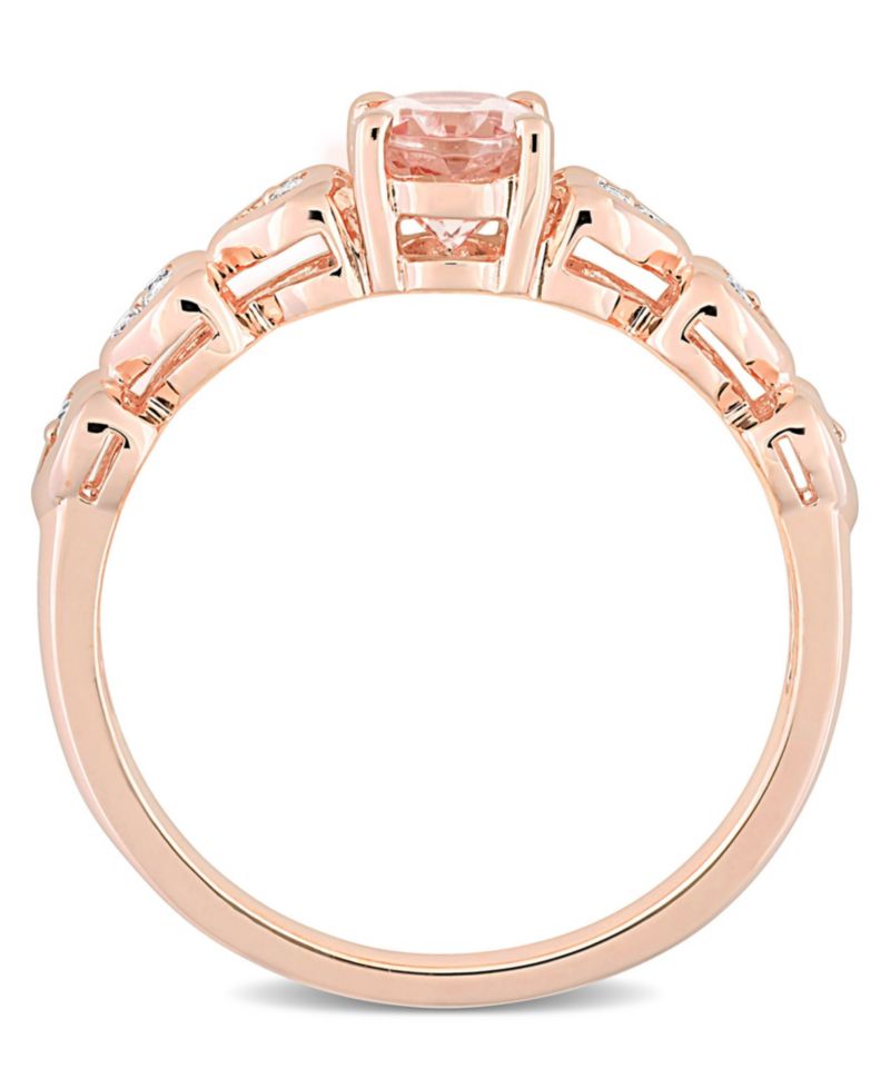 Morganite (3/4 ct. t.w.) and White Topaz (1/6 ct. t.w.) Rose Gold Plated Silver, Oval Heart Ring