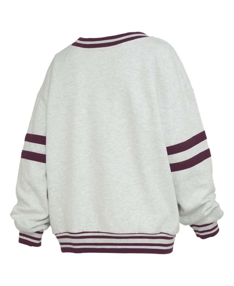 Women's Minnesota Golden Gophers Tackle Twill Oates Oversized-Fit V-Neck Sweatshirt