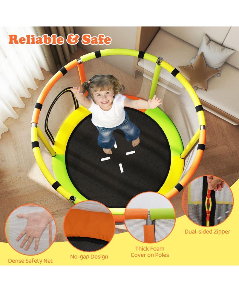 Kids Ages 3-6 6-in-1 Trampoline with Safety Net