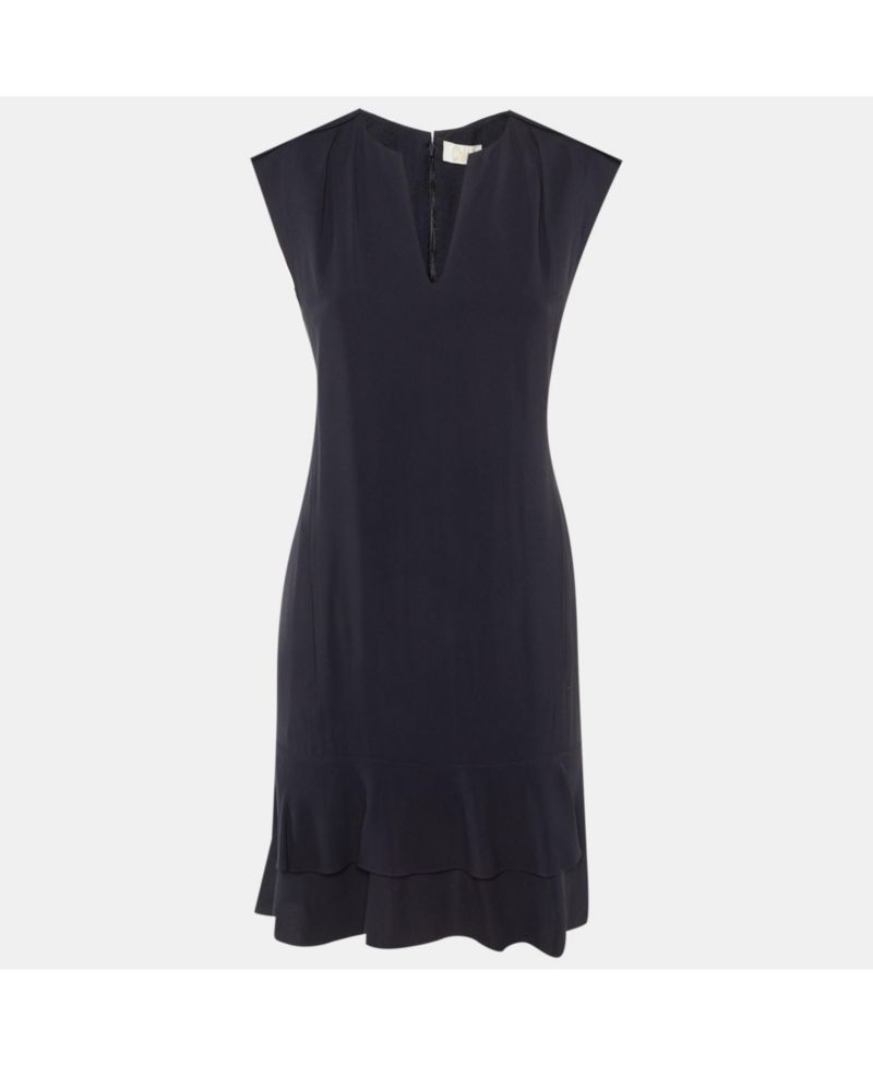 Women's Crepe Flounced Sleeveless Dress