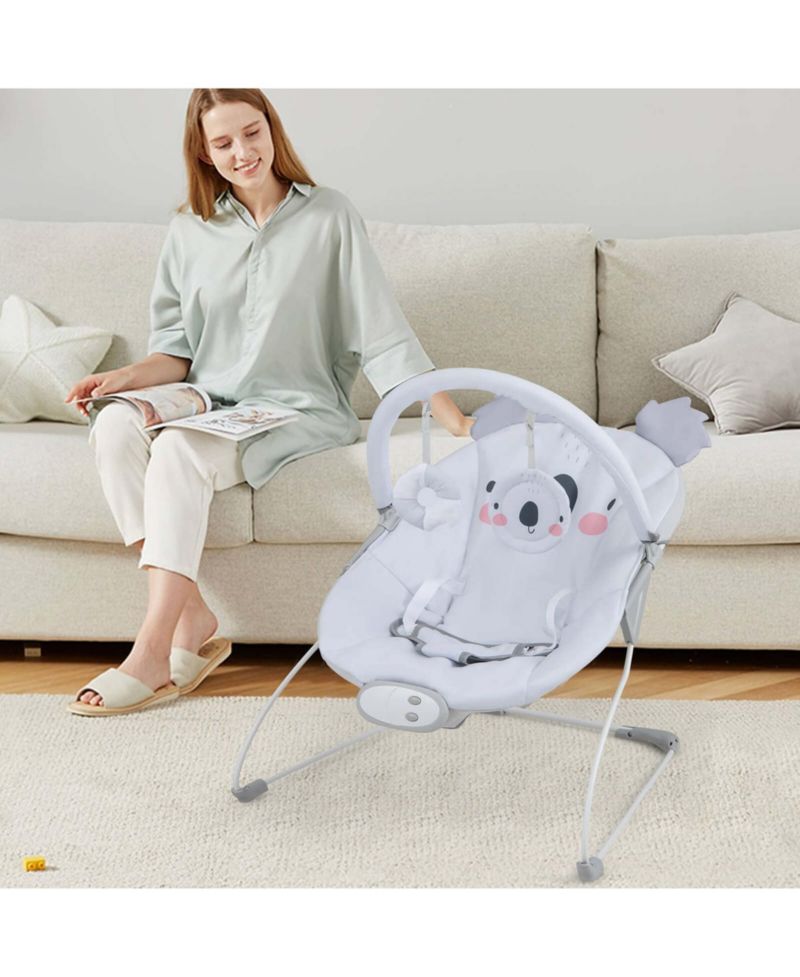Baby Bouncer Vibration Infant Rocker Seat with Detachable Toy Bar