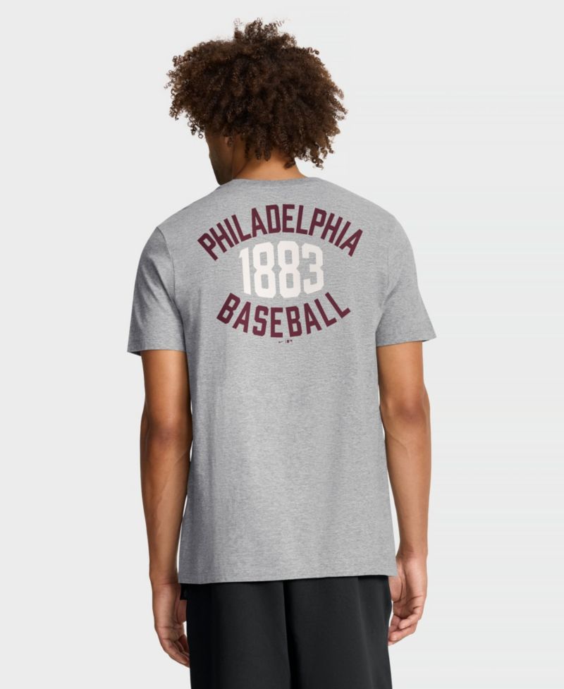 Men's Heather Gray Philadelphia Phillies Cooperstown 2-Hit T-Shirt