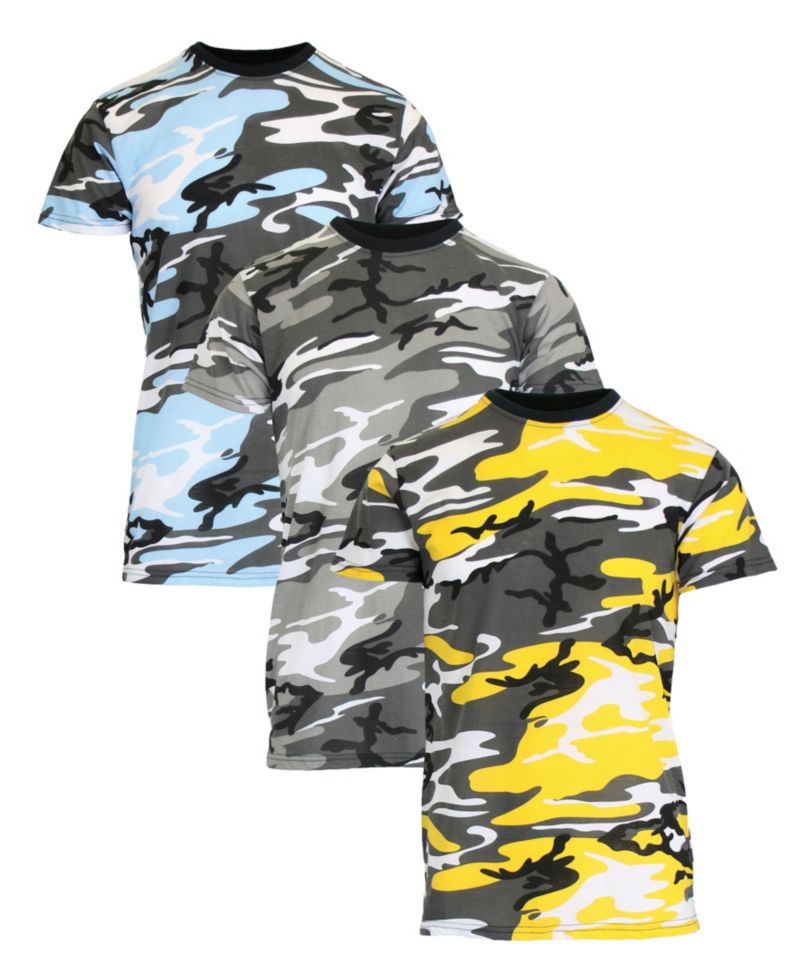Men's Camo Printed Short Sleeve Crew Neck T-shirt, Pack of 3