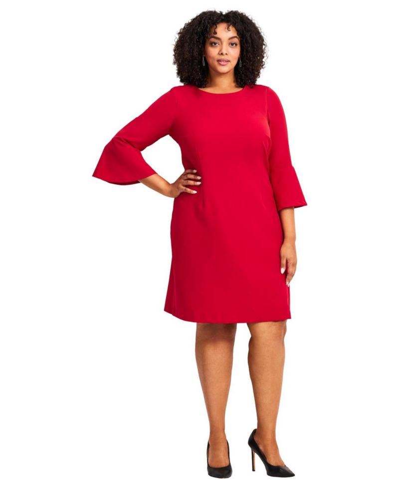 Women's Plus Size Cool Hand Bell Sleeve Dress