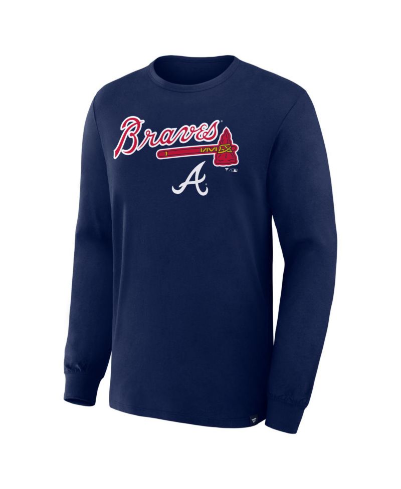 Men's Navy Atlanta Braves Lock-Up Legacy Long Sleeve T-Shirt