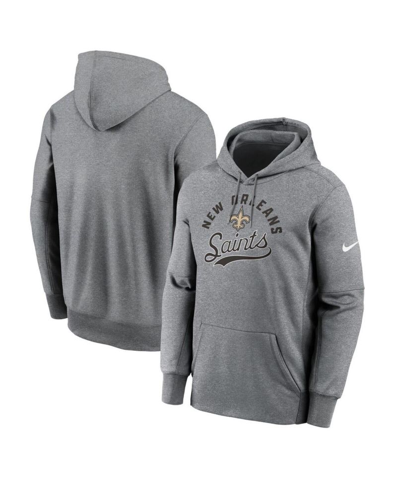 Men's Heather Gray New Orleans Saints Performance Fleece Pullover Hoodie