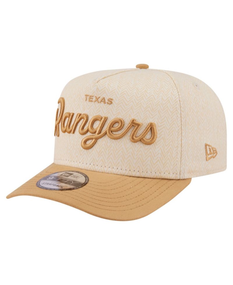 Men's Cream Texas Rangers Herringbone 9FIFTY A-Frame Snapback Hat