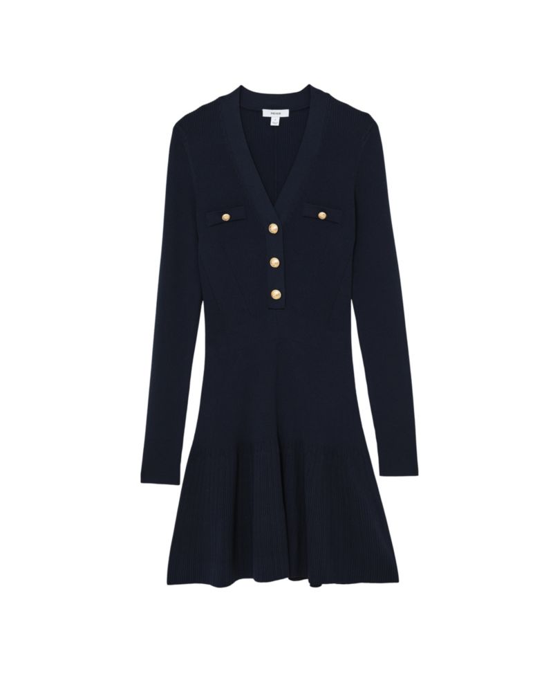 Women's Knitted Button-Detail Mini Dress