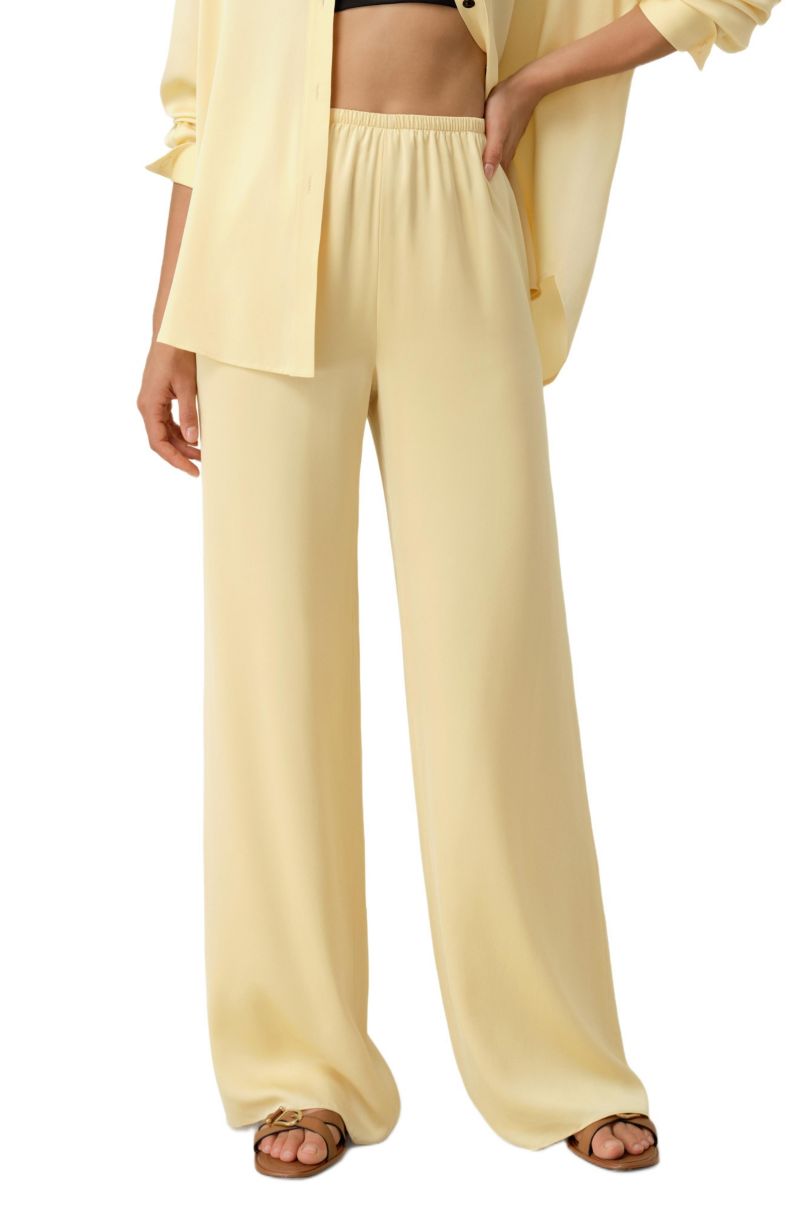Women's Stretch Silk Georgette Straight-Leg Pant
