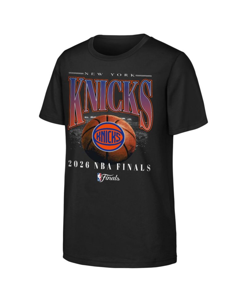 Big Boys and Girls Black New York Knicks 2026 NBA Finals Bold T-Shirt