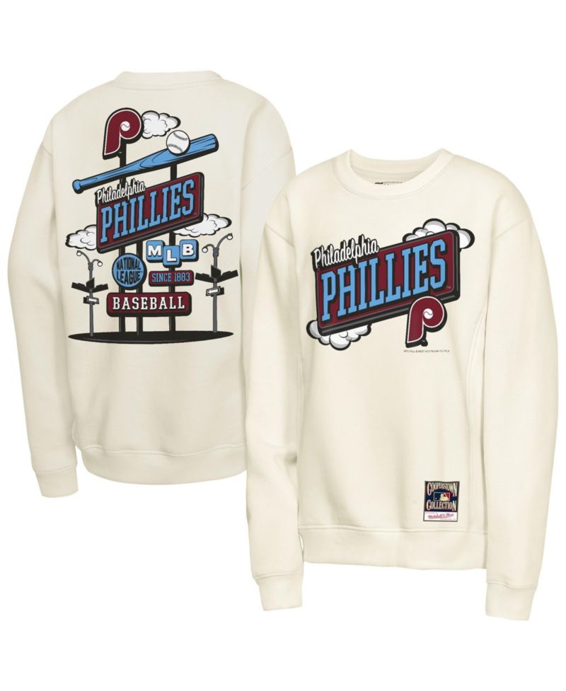 Big Boys and Girls Mitchell Ness Natural Philadelphia Phillies Retro Billboard Sweatshirt
