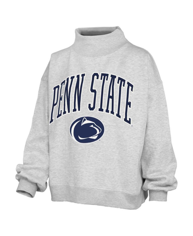 Women's Gray Penn State Nittany Lions Nelson Texture Lingo Mock Neck Fleece Sweatshirt