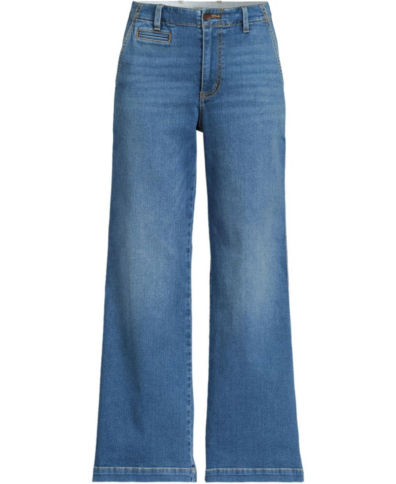 Plus Size Recover Denim Mid Rise Wide Leg Ankle Jeans