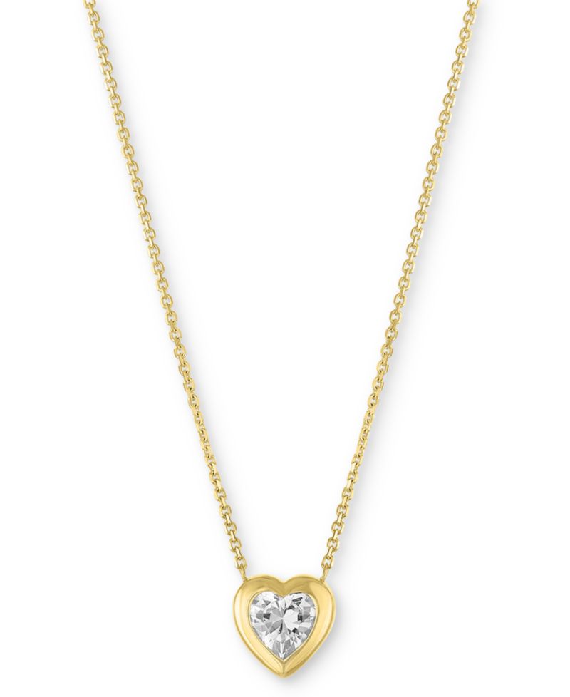 Lab-Grown Diamond Heart Bezel Necklace (1/3 ct. t.w.) in 10k Yellow Gold