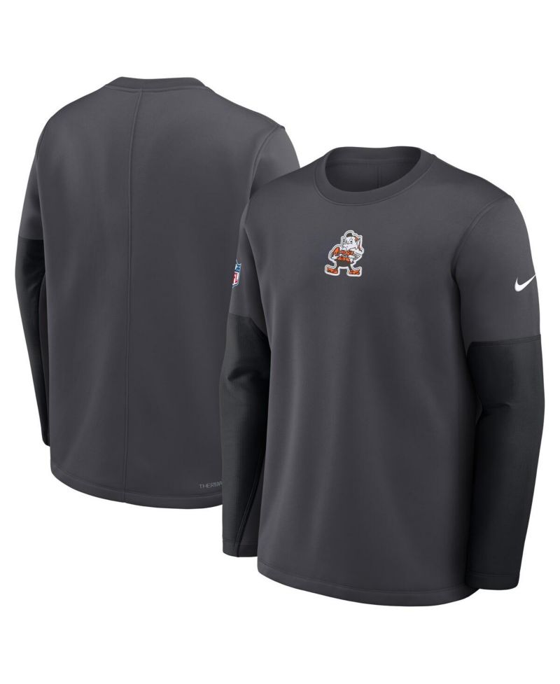 Men's Anthracite Cleveland Browns Sideline Scripted to Win Performance Long Sleeve T-Shirt