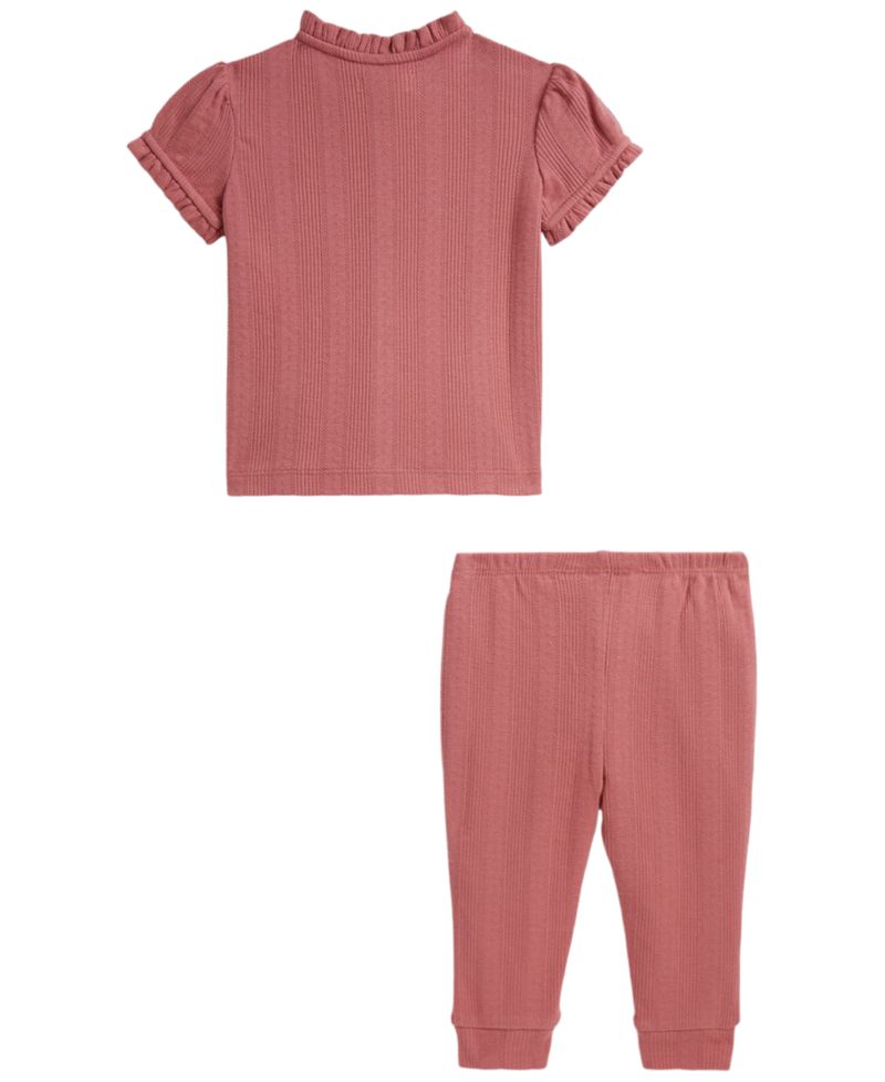 Baby Girls' Pointelle Knit Cotton Top and Leggings, 2-Piece Set