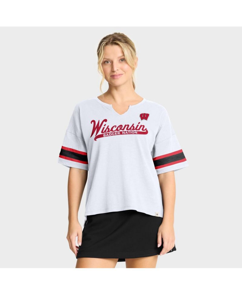 Women's White Wisconsin Badgers Hometown Premium Script T-Shirt