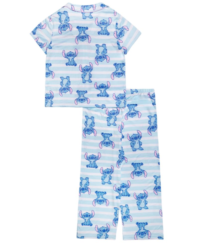 Girls' 4-10 Notch Collar Top and Wide Leg Pants, 2-Piece Pajama Set