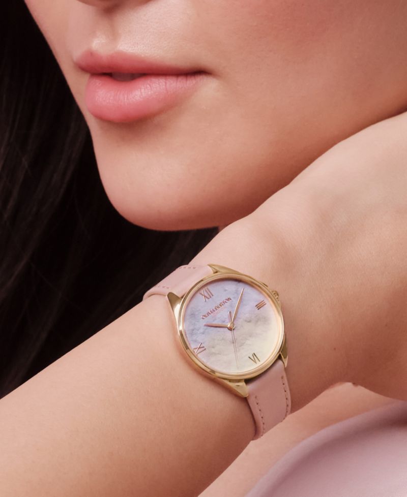 Women's Azure Rose Leather Strap Watch, 30mm