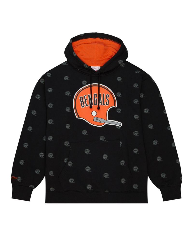 Men's Black Cincinnati Bengals Allover Print Fleece Pullover Hoodie