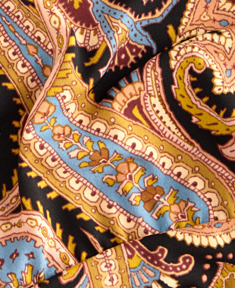 Petite Long-Sleeve V-Neck Paisley Blouse