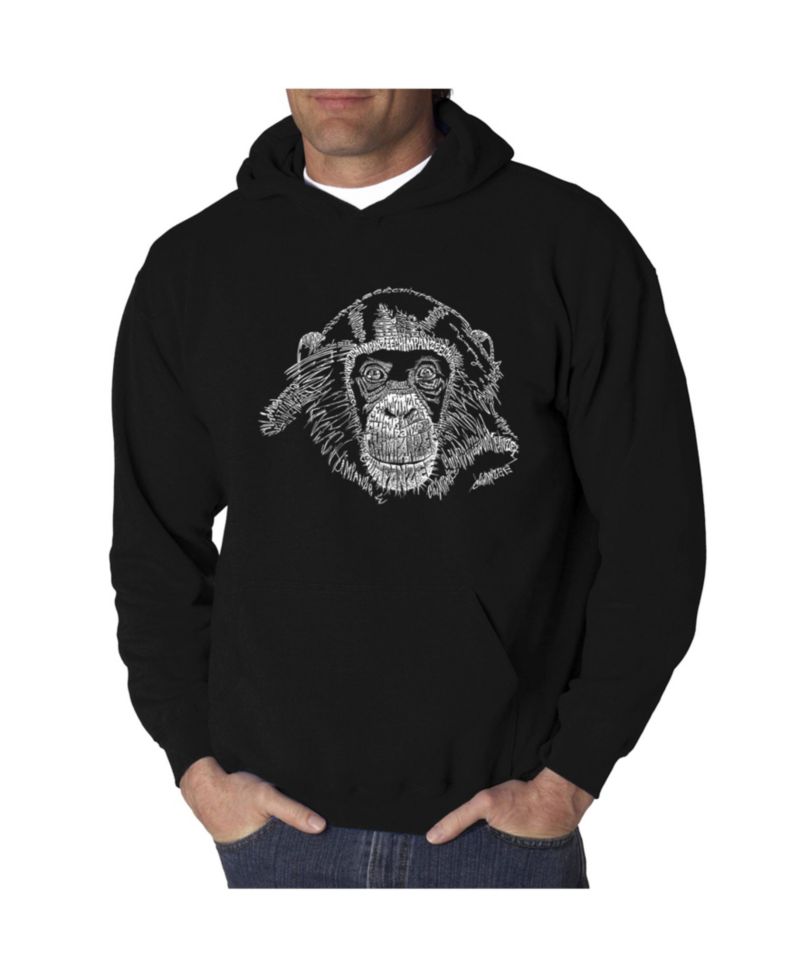 Men's Chimpanzee Word Art Hooded Sweatshirt