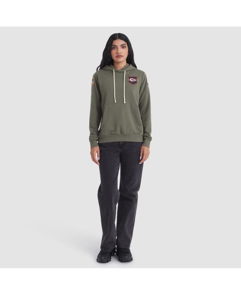 Women's Olive Kansas City Chiefs 2025 Salute to Service Sideline Standard Issue Dri-FIT Hoodie