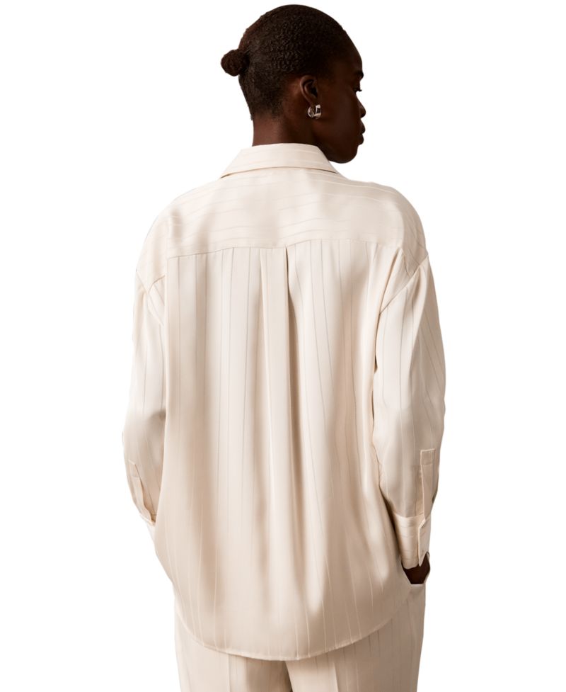 Women's Satin-Stripe Long-Sleeve Blouse