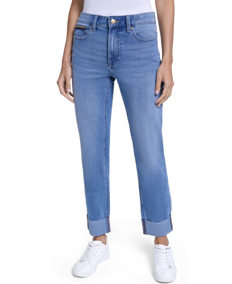 Women's Straight-Leg Cuffed-Ankle Jeans
