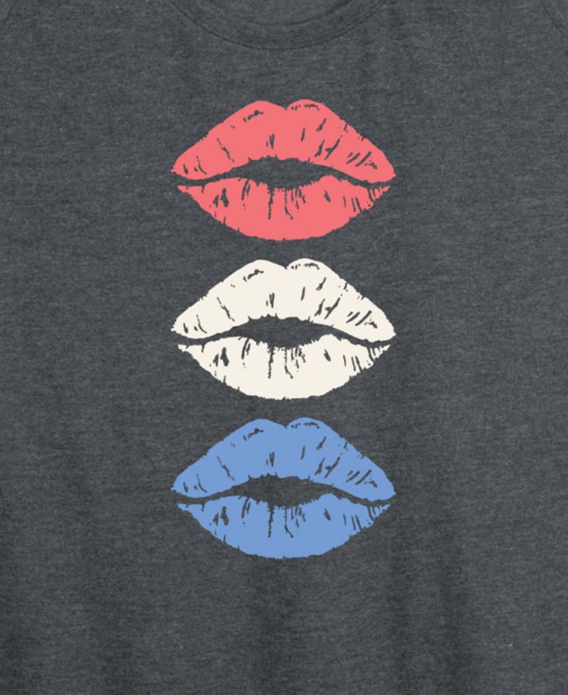 Plus Size Instant Message Red White Blue Lips Racerback Graphic Tank Top